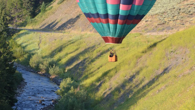 Gallatin River With Hot Air Balloon