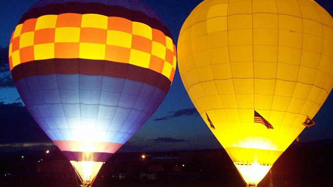 Night View Of Hot Air Balloons